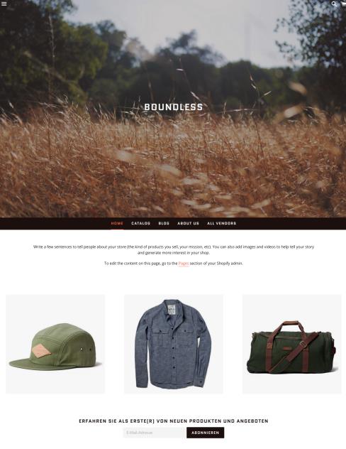 使用Boundless主题的Shopify在线商店示例