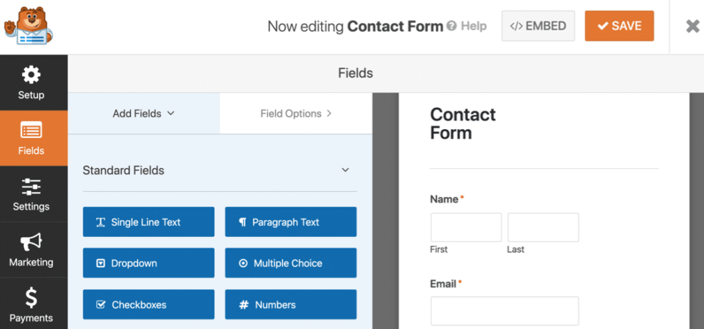 WPForms 简单的联系表格
