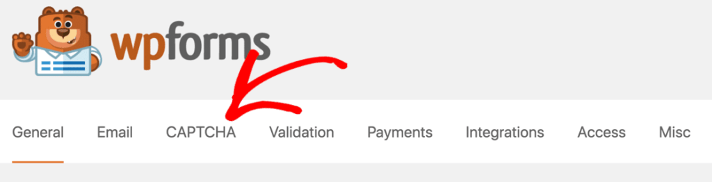WPForms CAPTCHA 选项卡